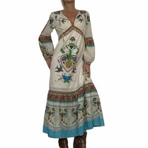 Farm Rio Mandala Maxi Dress XS Long Sleeve Bird